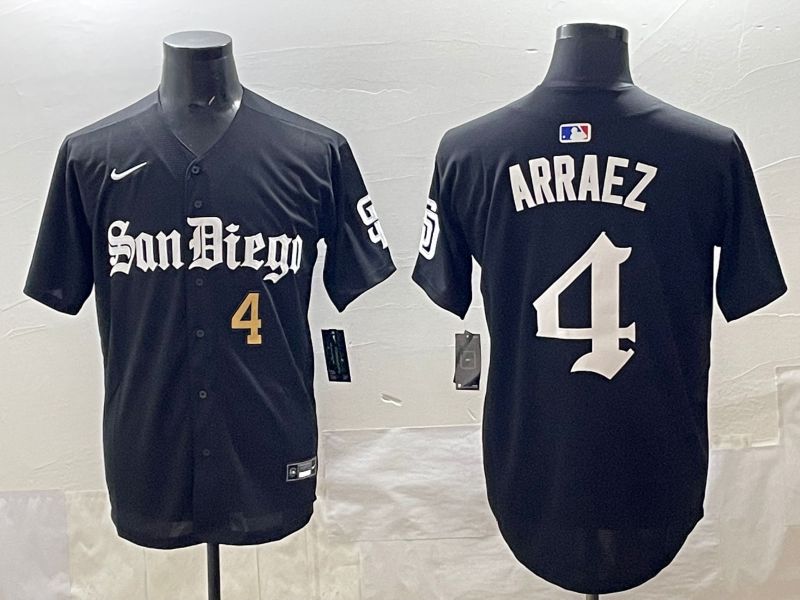 Men 2025 San Diego Padres #4 Arraez Black Five generations Joint Name Nike MLB Jersey style 7->san diego padres->MLB Jersey